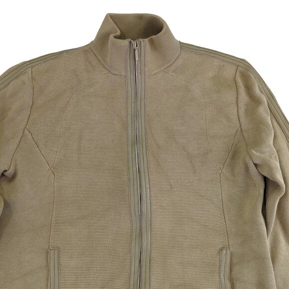 Sigrid Olsen Mock Neck Full Zip Sweater Silk Cotton Women's‎ Medium Leather Tan - Picture 3 of 9